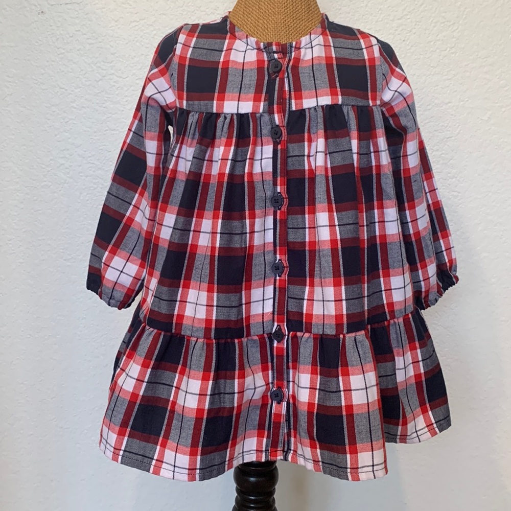 Children’s Place Plaid Cotton Blend Long Sleeve Dress
